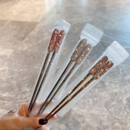 Baguettes de Luxe en Diamant en Acier Inoxydable Bâtonnets AlisensRéutilisables pour Sushi Bento