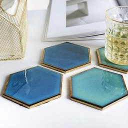 Napperon hexagonal nordique en céramique plaqué or sous-verre d'isolation thermique tapis en