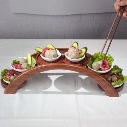 Arche à Sushi en Bois pour Cuisine Japonaise Pont Bateau Ustensiles Britains Assiette à Dessert