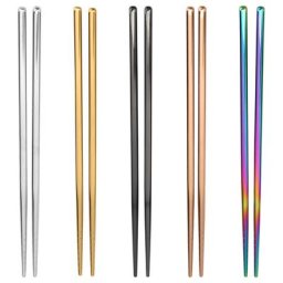 Baguettes en acier inoxydable 1 paire de baguettes portables antidérapantes baguettes chinoises de