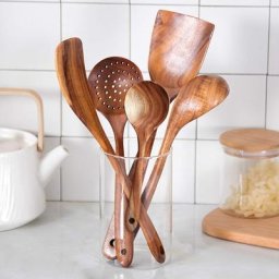 Ensemble d'ustensiles de cuisine en bois réutilisables cuillères en bois ustensiles antiadhésifs