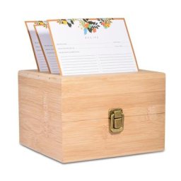 Cartes de recettes double face rétro pratiques boîte de cuisine en bois accès rapide aux
