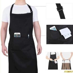 Tablier de cuisine noir avec poches pour hommes et femmes robe de cuisson tabliers de chef