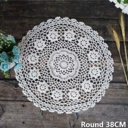 Napperon rond en tissu pastorale 38CM Crochet en dentelle fait à la main tapis de Table en coton