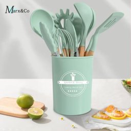 Ensemble d'U〜de Cuisine en Silicone Antiadhésif Cuillère Spatule Degré de Chaleur Manche en
