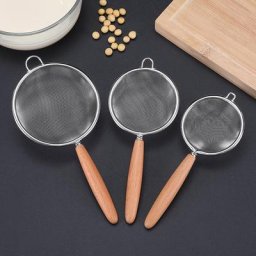 Maille filtrante multifonctionnelle en acier inoxydable poignée en bois Mars passoire tamis
