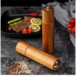 1pcs 8 Pouces Bois D'acacia Moulins à Sel et À Poivre avec Emballage Personnalisé De Qualité