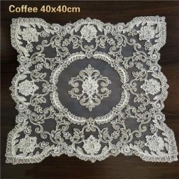 Napperon de luxe européen en dentelle brodée Soluble dans l'eau sous-verre balcon Table basse
