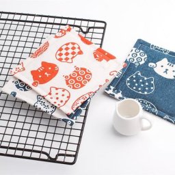 Ensemble de 4 sous-verres en tissu napperon en tissu de chat de dessin animé coréen coussin