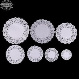 Set de napperons en papier dentelle blanche 100 pièces emballage cadeau rond artisanat pour