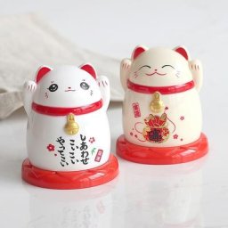 Boîte à cure-dents en plastique 1 pièce dessin animé japonais chat porte-bonheur rouge noir