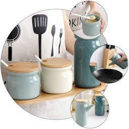 Pot d'assaisonnement en céramique salière poivre vinaigre huile bouteille sucre piment