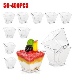 Tasses à Dessert en plastique jetables 50 à 200 pièces transparentes pour crème glacée gelée