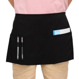 Noir demi tablier Restaurant serveuse Chef tablier taille courte barre ménage nettoyage tablier 2/3