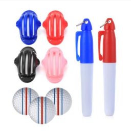 1 jeu De Balle De Golf Triple Track 3 Marqueur de Ligne De Chrome Pochoir + 2Pcs Stylo Marqueur De