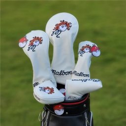Chapeau de golf en cuir à fleurs blanches couvre-sauna couvre-putter en bois de parcours