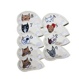 Couvre-chef Portable pour Club de Golf 9 pièces motif chat dessin animé mignon PU étanche