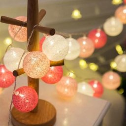 Guirlande lumineuse boule de coton 3.5CM 3M 20 LED pour noël chambre d'enfant mariage jardin