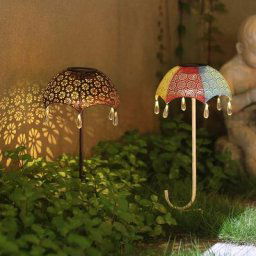 Lanterne solaire de jardin en fer forgé éclairage d'extérieur imperméable parapluie de paysage