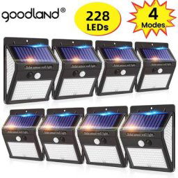 Goodland – lampe solaire à 228 ou 144 LED avec capteur de mouvement éclairage d'extérieur idéal