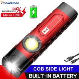 Pocketman – Mini lampe de poche Rechargeable USB 5 Modes Super lumineuse torche étanche avec