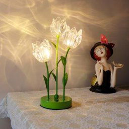 Veilleuse en cristal avec batterie USB lumière à intensité réglable luminaire décoratif