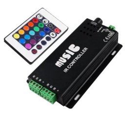 Contrôleur de musique RVB sensible au son télécommande IR 24 prédire lampe à bande LED SMD DC