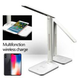 Lampe de bureau LED pliable avec chargeur sans fil pour téléphone port de charge USB intensité
