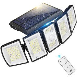 Lampadaire solaire étanche luminosité à 5 voies 300LED détecteur de mouvement extérieur lumière
