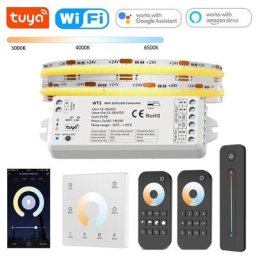 Bande lumineuse LED Tuya Wifi CCT COB 24V 3500K-6500K 3 couleurs RA90 608LED/m barre LED 2.4G