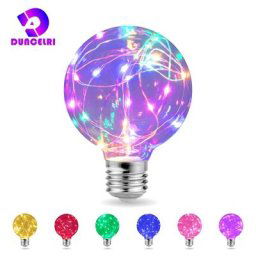 Ampoule LED Edison E27 110V 220V G95 Globe rond coloré en verre rvb fil de cuivre ampoule décoration
