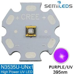 Lot de 5 pièces Emetteur LED UV haute puissance semi-visible ultra verre violet 3W 395nm-400nm