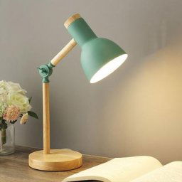 Lampe de Bureau Nordique Créative en Bois Art Fer LED Pliable Simple Protection des Yeux