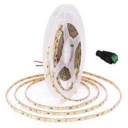 Bande lumineuse LED SMD 2835 4mm 120LED/m 5 mètres 12V non étanche blanche chaude naturelle