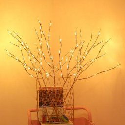 Lampe LED à branches de saule 20 ampoules à 5 branches alimenté par batterie grand Vase naturel
