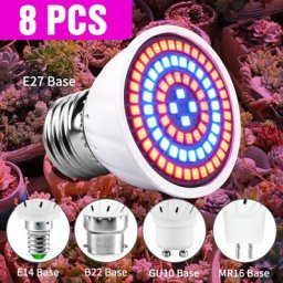 Lampe horticole de croissance pour culture hydroponique E27 GU10 MR16 LED V 8 pièces 220 LED