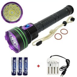Lampe de poche pour plongée sous-marine torche étanche à 12 Led XML L2 avec 3 piles 18650 et