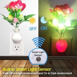 Veilleuse murale LED avec capteur interrupteur automatique enfichable fleur de rose plus lent