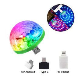 Mini lampe LED RGB USB boule magique projecteur de téléphone portable fête Disco voiture