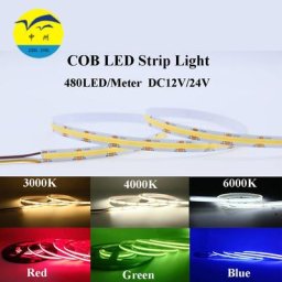 Bande lumineuse LED COB flexible ULlinéaire rouge vert bleu sans tache largeur de rouleau de