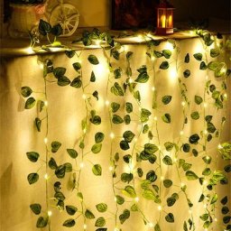 Guirxiété Lumineuse Artificielle en Cuir oral elu Vert 20LED 2m Lumières Dégradées Décorations