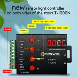 Bande lumineuse LED adressable pour escalier capteur PIR mouvement sous armoire veilleuse rampe