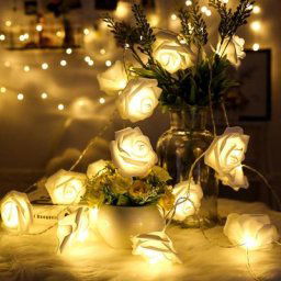 Guirlande lumineuse féerique à LED avec roses décoration d'arbre de noël lampe de rue d'extérieur