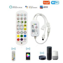 Tuya – bande lumineuse LED RGB intelligente wi-fi 4 broches contrôleur de musique 5-24V 24