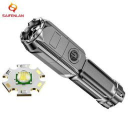 Lampe de poche à lumière LED T6 torche tactique étanche USB Rechargeable Zoomable lanterne