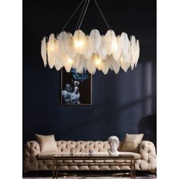 Lustre suspendu en plumes de verre au design moderne Luminaire décoratif d'intérieur idéal pour un