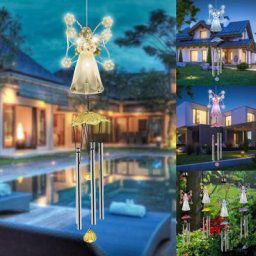 Color changing Solar LED Wind Chime Angel Windchime Light Hanging Lamp Waterproof Outdoor Home