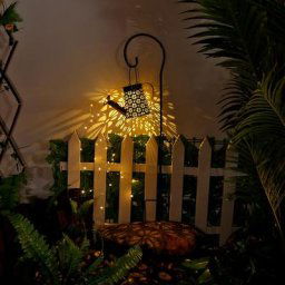 Solar LED Watering Can Lights Outdoor Waterproof Decor Kettle Garden Yard Art Lamp Hollow Water