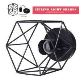 Lampe suspendue industrielle abat-jour pour salon Restaurants cafés plafond à Cage géométrique
