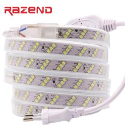 Bande Lumineuse LED Étanche 220V 2835 180LED/m Trois NucleoFlexibles Blanc Froid/Chaud 1m 2m